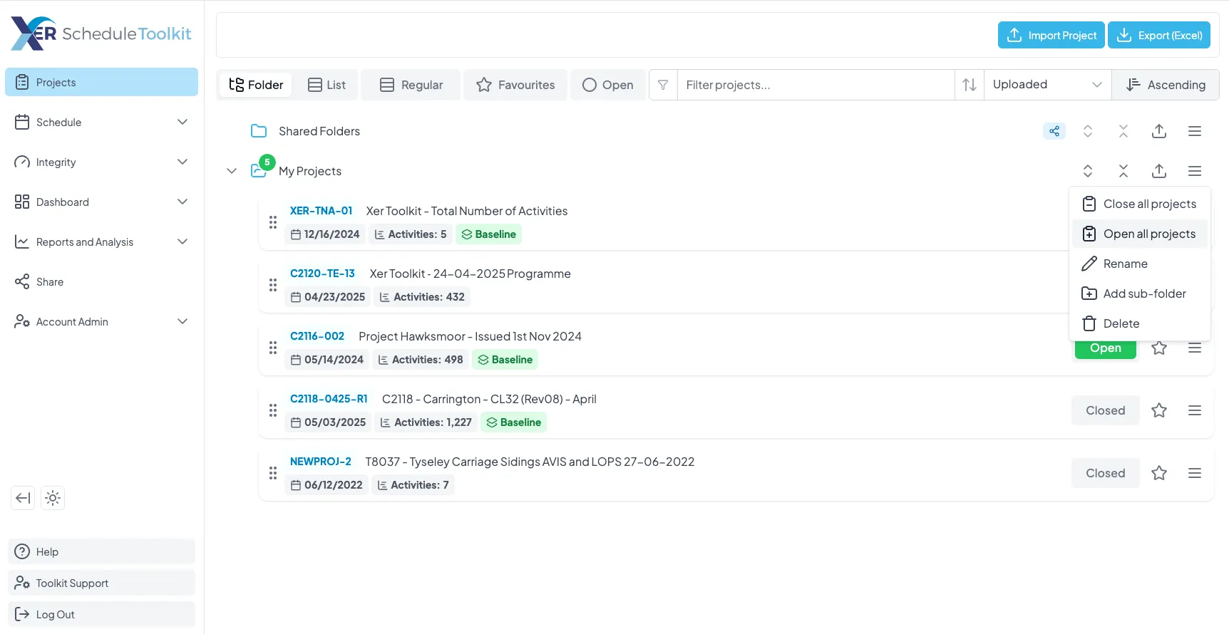 Share Projects, Layouts & Dashboards