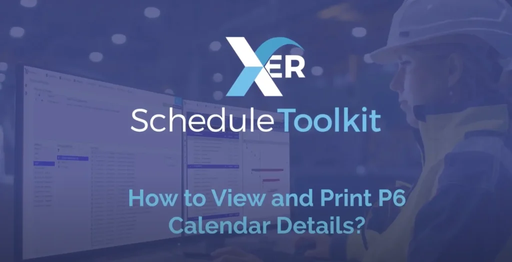 How to View and Print P6 Calendar Details
